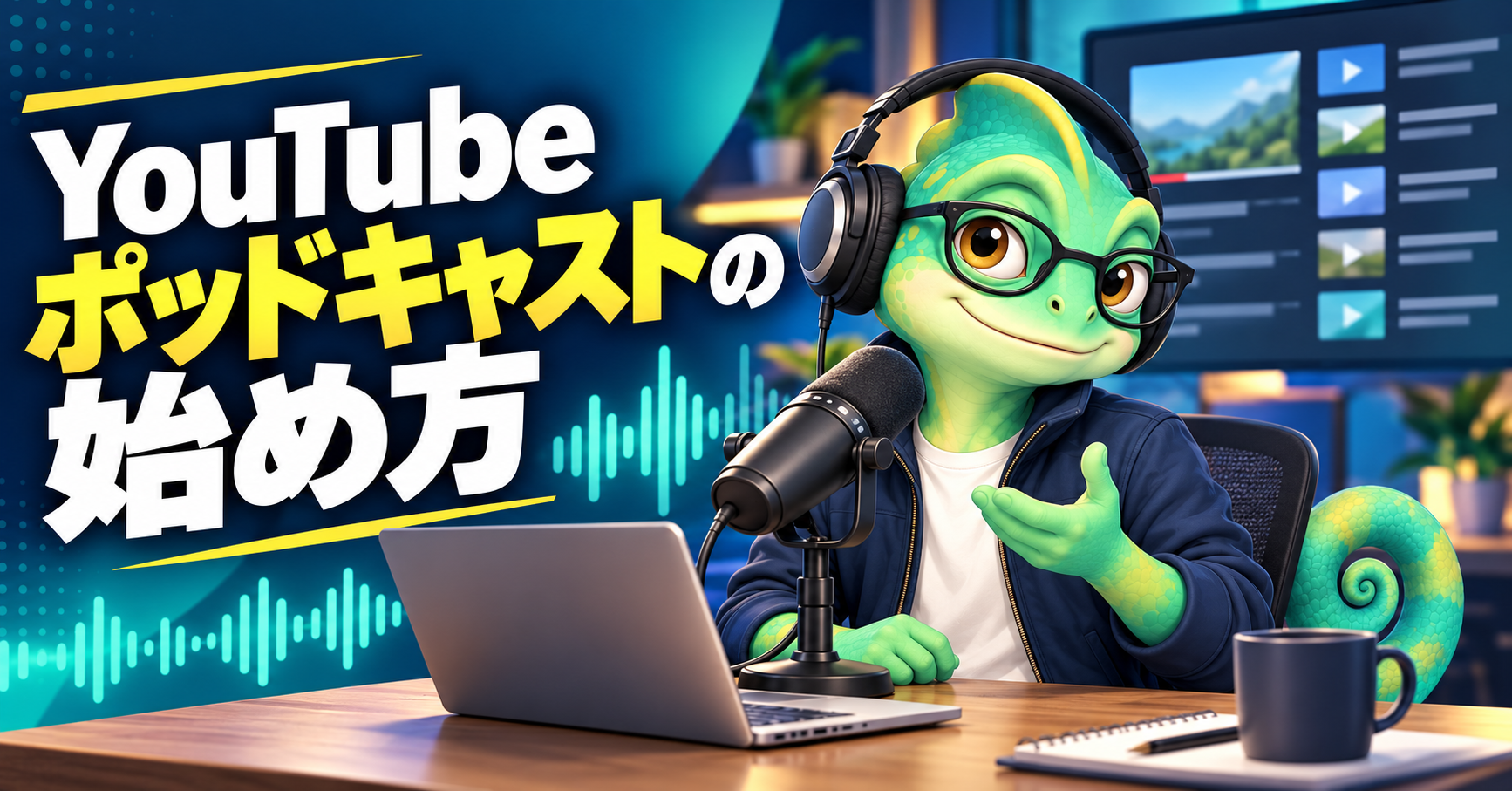 YouTubeポッドキャストの始め方を解説するカメロのアイキャッチ画像
